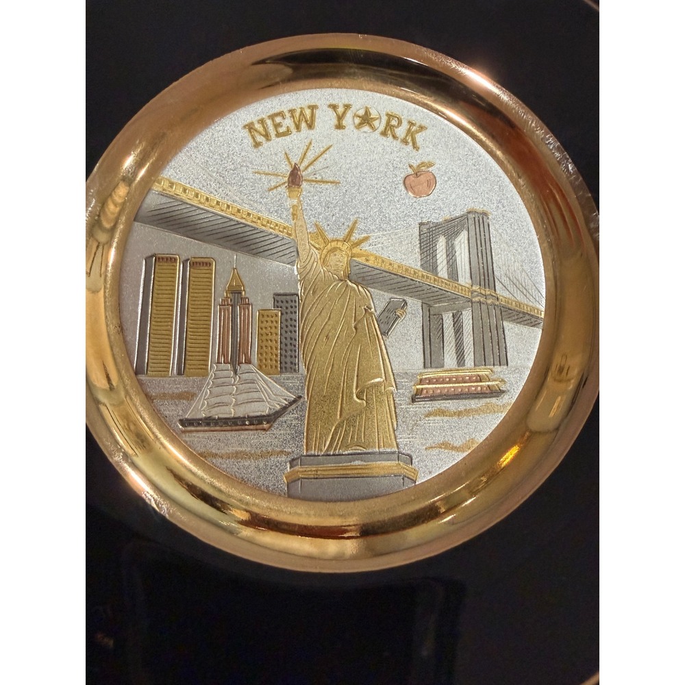 Art of Chokin New York City Skyline Collector Plate Gold Silver Gilded Japan